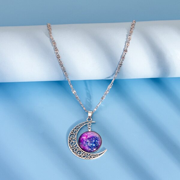 

Girls Moon Charm Necklace, Silver