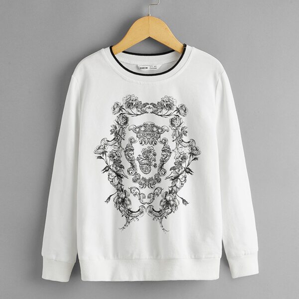 

Boys Baroque Print Drop Shoulder Sweatshirt, White