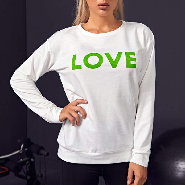 

Letter Graphic Sports Sweatshirt, White