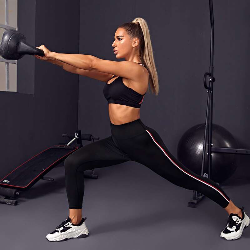 

Side Stripe Wide Waistband Sports Leggings, Black