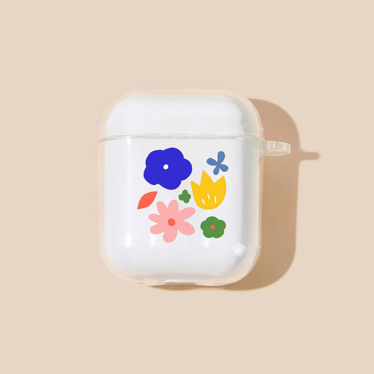 

1pc Flower Print Airpods Case, Clear