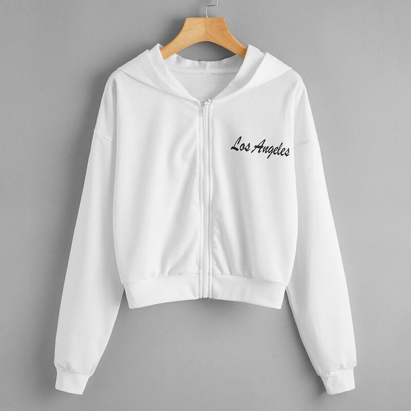 

Letter Graphic Zip Hoodie, White
