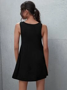 SHEIN LUNE Đầm Túi màu trơn Giải trí - màu đen - Xem 2