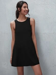 SHEIN LUNE Đầm Túi màu trơn Giải trí - màu đen - Xem 4