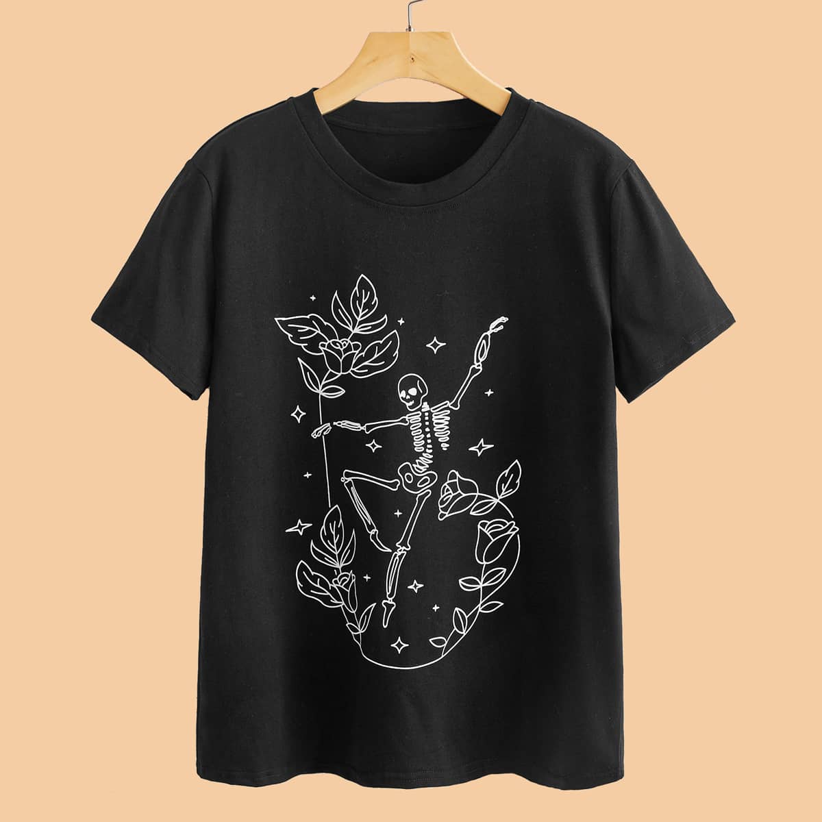 

Rose & Skull Graphic Tee, Black