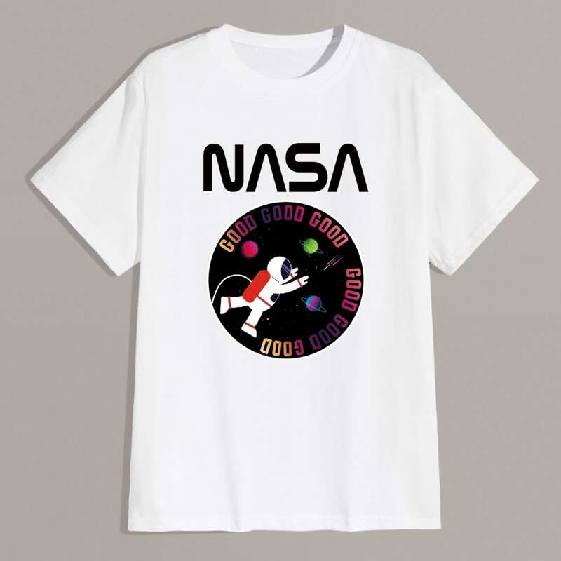 

Guys Astronaut & Letter Graphic Tee, White