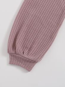 SHEIN EZwear Áo thun xoắn lại màu trơn Giải trí - Bụi hồng - Xem 4