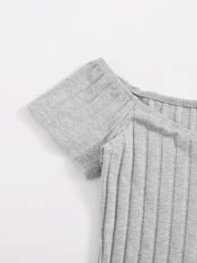 Muchica V-Neck Rib-knit Bodycon Dress - Grey - View 4