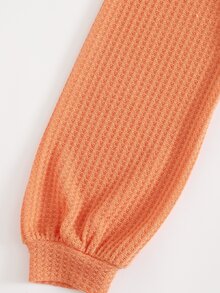 SHEIN EZwear Twist Front Textured Knit Top - Orange - View 4