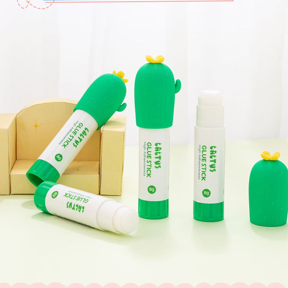 

1pc Cactus Shaped Solid Glue, Green
