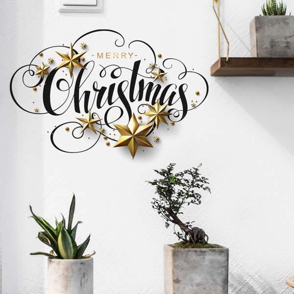 

Christmas Slogan Graphic Wall Sticker, Multicolor