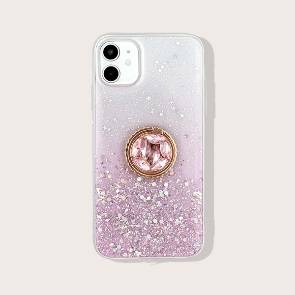 

Чехол для iPhone с блестками и кольцом-держателем, Розовые