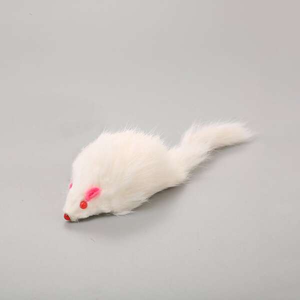 

Fluffy Mouse Shaped Cat Toy, White