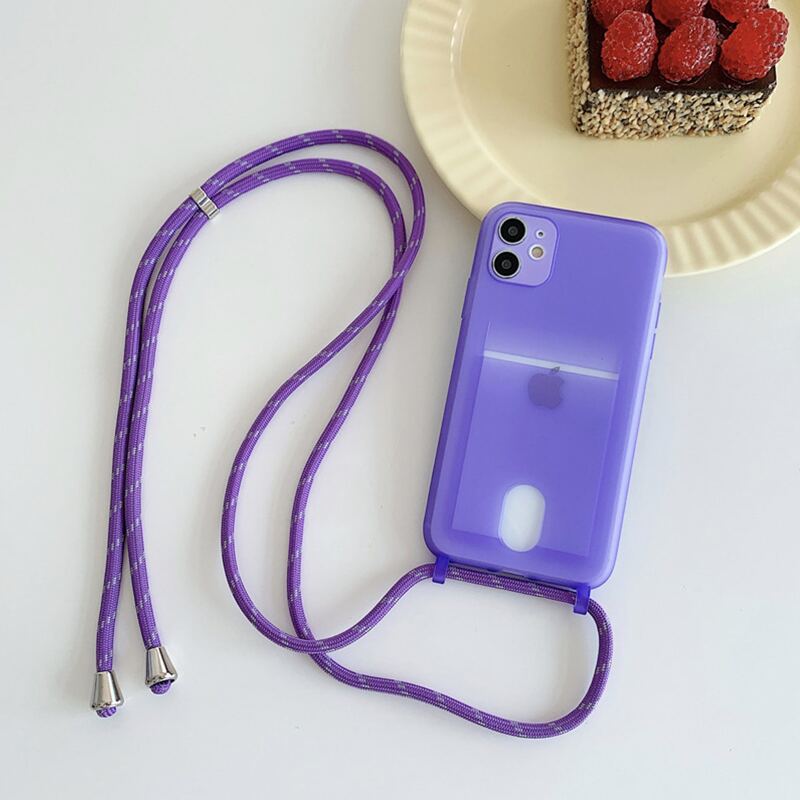 

Card Slot iPhone Case With Hanging Rope, Purple