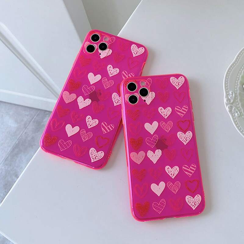 

Heart Print iPhone Case, Pink