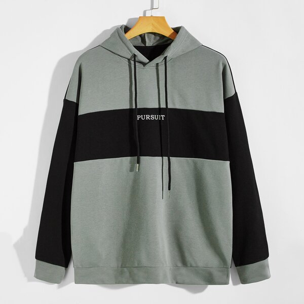 

Men Color Block And Letter Graphic Drawstring Hoodie, Multicolor