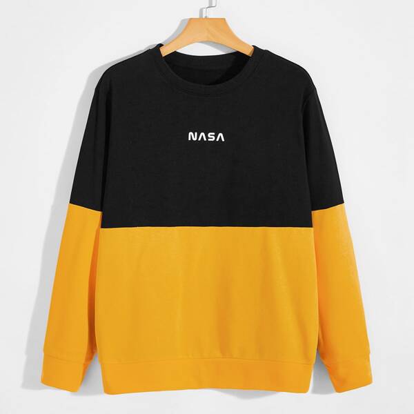 

Men Color Block And Letter Graphic Sweatshirt, Multicolor