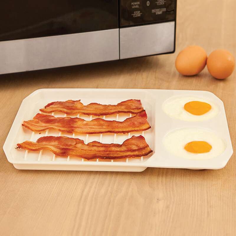 

1pc 2 In 1 Microwave Bacon Tray, White