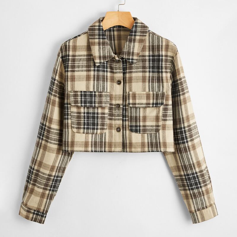 

Double Pocket Plaid Jacket, Multicolor