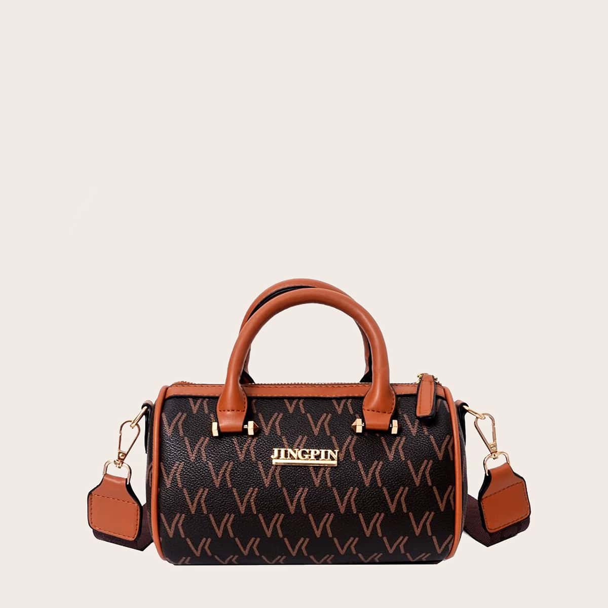 

Letter Graphic Duffle Bag, Coffee brown
