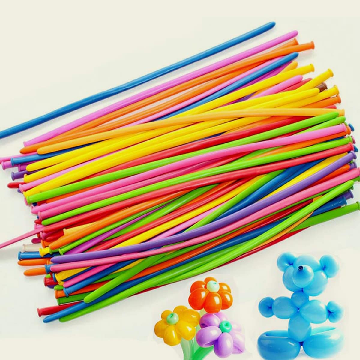 

100pcs Random Color Strip Balloon, Multicolor