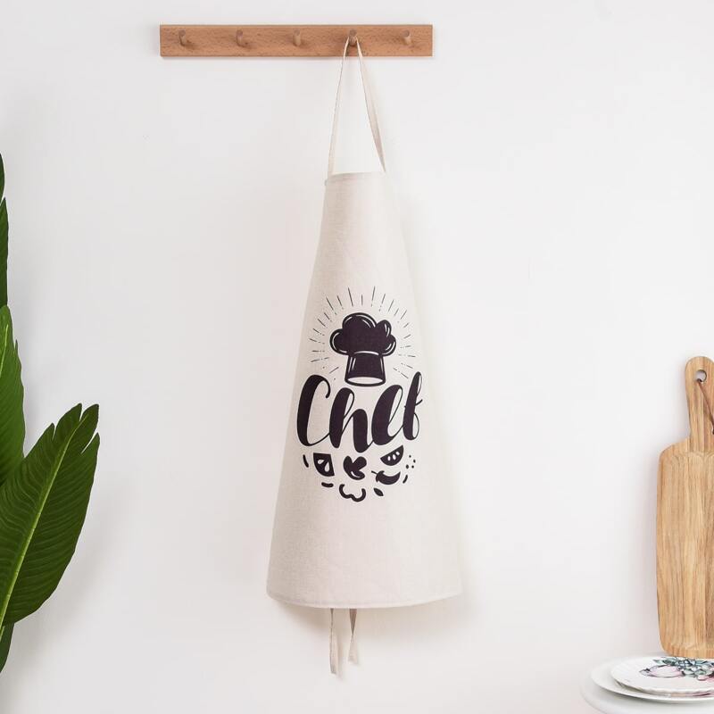 

Letter Graphic Apron, Beige