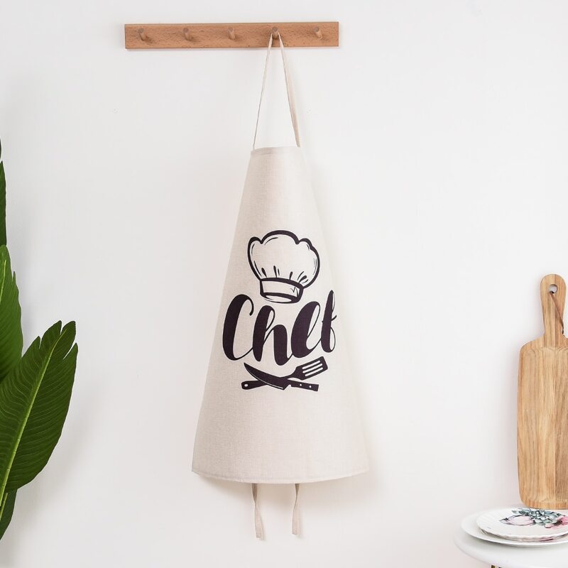 

Letter Graphic Apron, Beige
