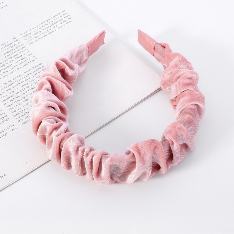 

Velvet Ruched Hair Hoop, Pastel dusty pink