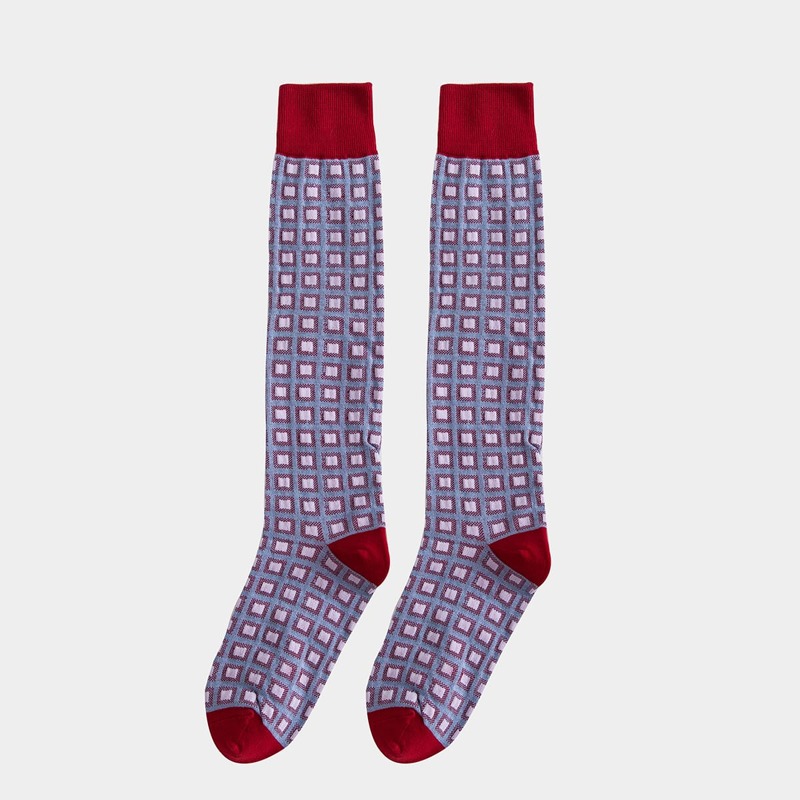 

1pair Plaid Knee High Socks, Multicolor