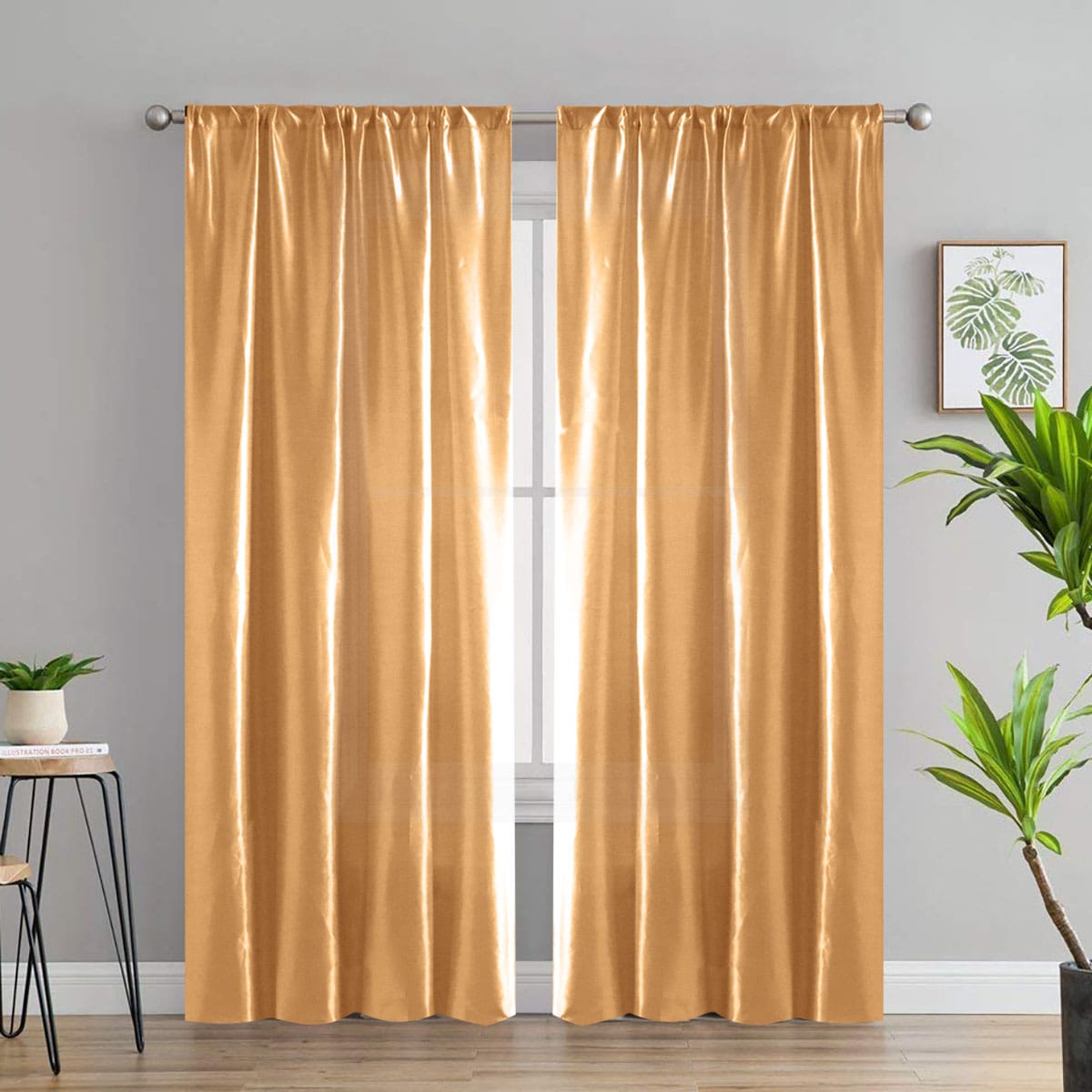 

Solid Color Single Panel Curtain, Coffee brown