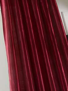 1入現代簡約純色半遮光窗簾,帶有緞布底層 - 酒紅色 - 查看 2