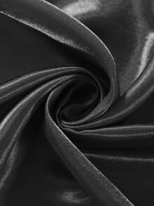 1pc Pre-made Half-shading Satin Bottom Gauze Solid Color Modern & Simple Curtain - Black - View 4