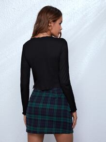 SHEIN Essnce 繫帶素色上衣 - 黑色 - 查看 2