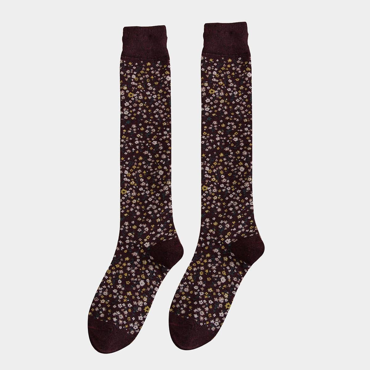 

1pair Ditsy Floral High Socks, Multicolor