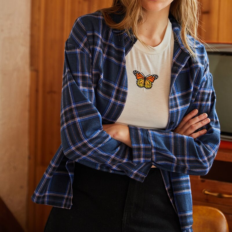 

Drop Shoulder Plaid Shirt, Multicolor