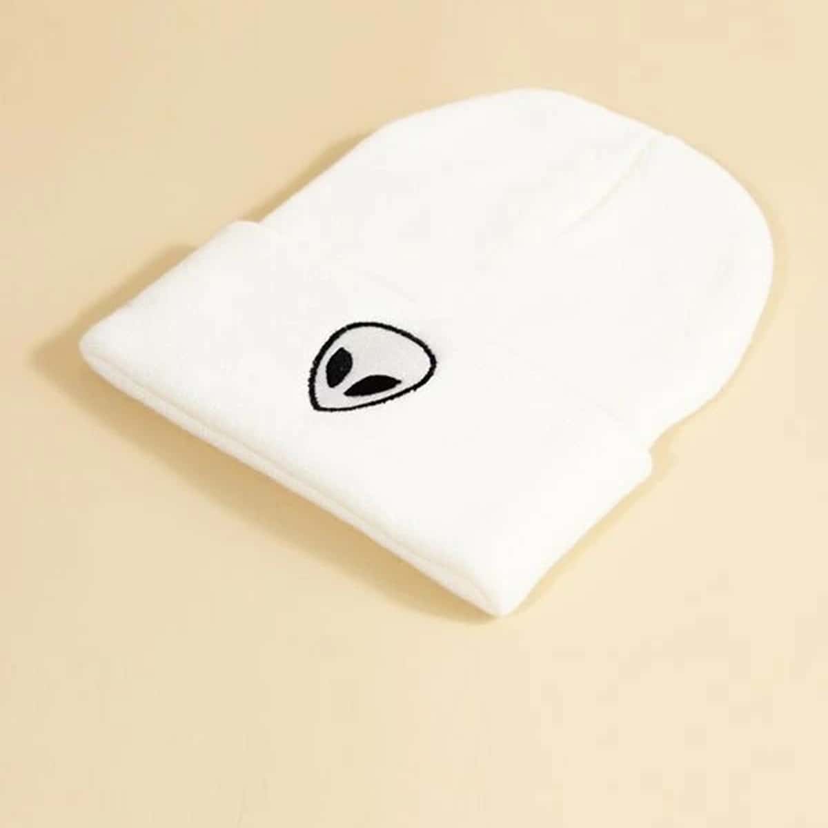 

Alien Embroidery Cuffed Beanie, White