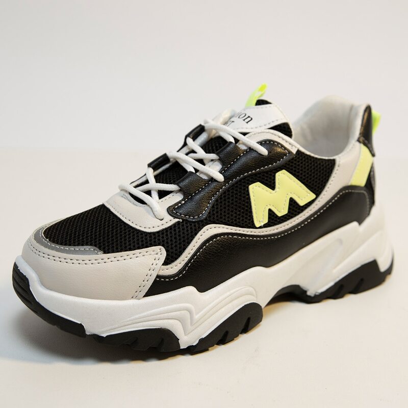 

Colorblock Lace-up Mesh Panel Chunky Sneakers, Multicolor