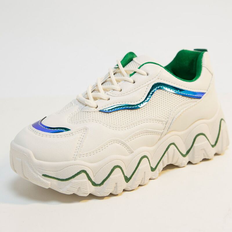 

Lace-up Front Mesh Panel Chunky Sneakers, Multicolor