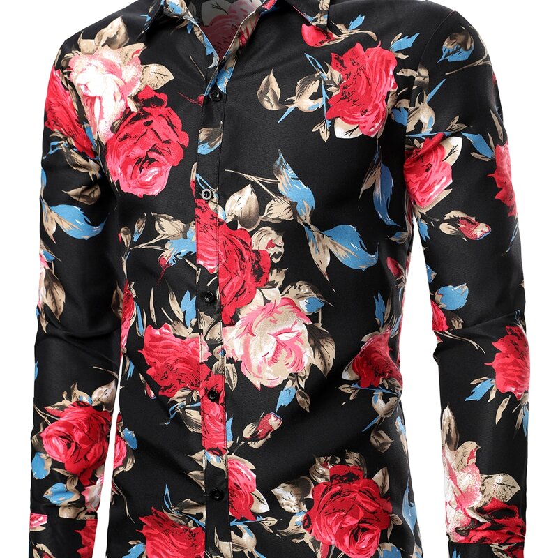

Men Floral Print Button Up Shirt, Multicolor