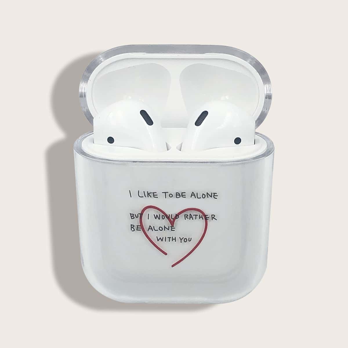 

Heart Print Letter Graphic Clear Airpods Case