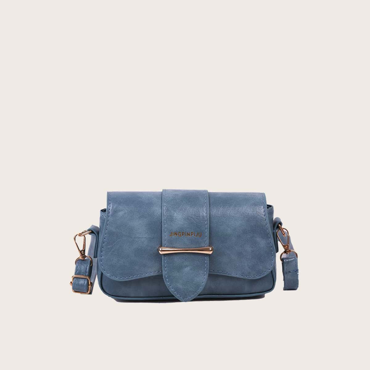 

Solid Flap Crossbody Bag, Blue