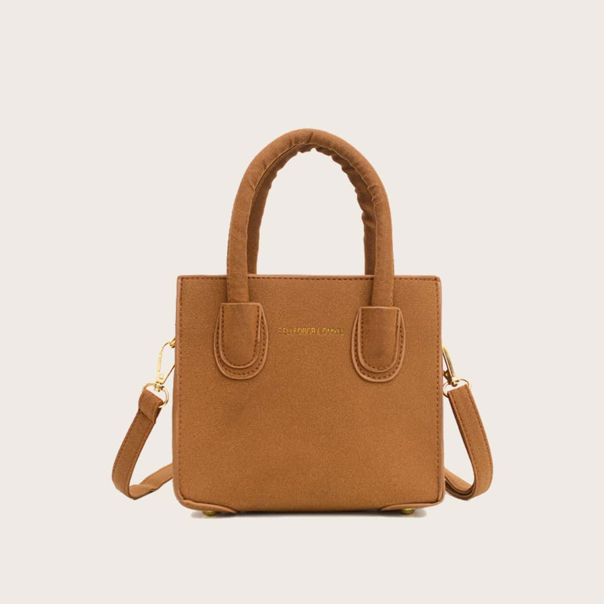 

Minimalist Zip Top Satchel Bag, Brown