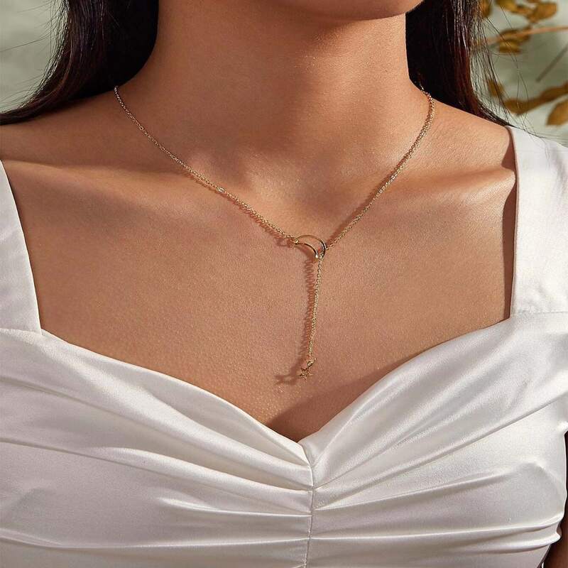 

Star & Moon Chain Necklace, Gold