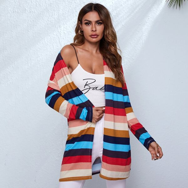 

Drop Shoulder Colorblock Cardigan, Multicolor