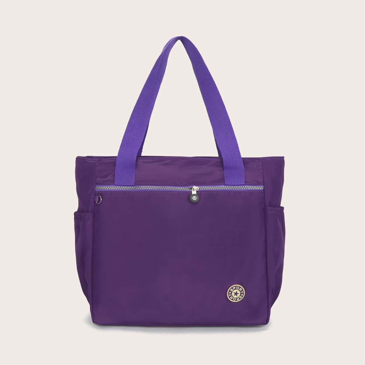 

Zip Front Tote Bag, Purple