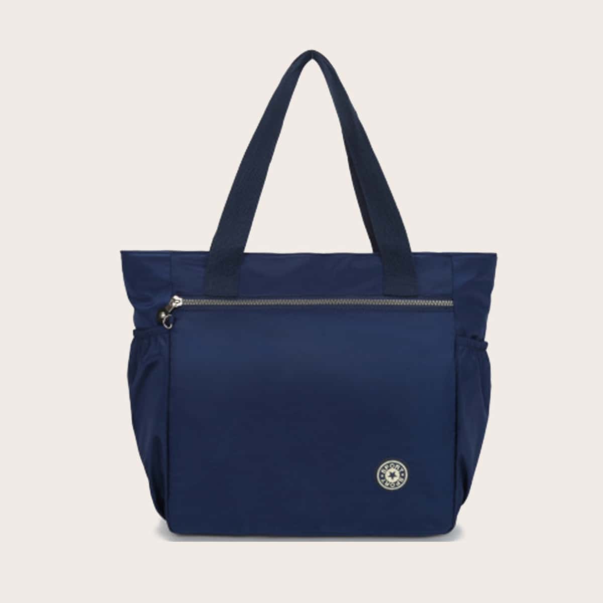 

Zip Front Tote Bag, Blue