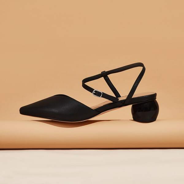 

Calfskin Leather Breathable Mid Heeled Pumps, Black
