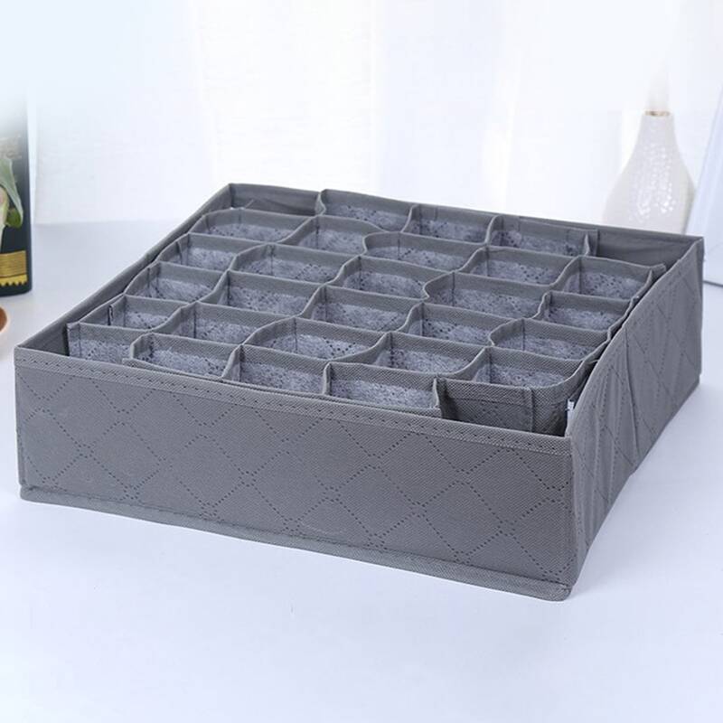 

1pc 30 Grid Underwear Storage Box, Grey