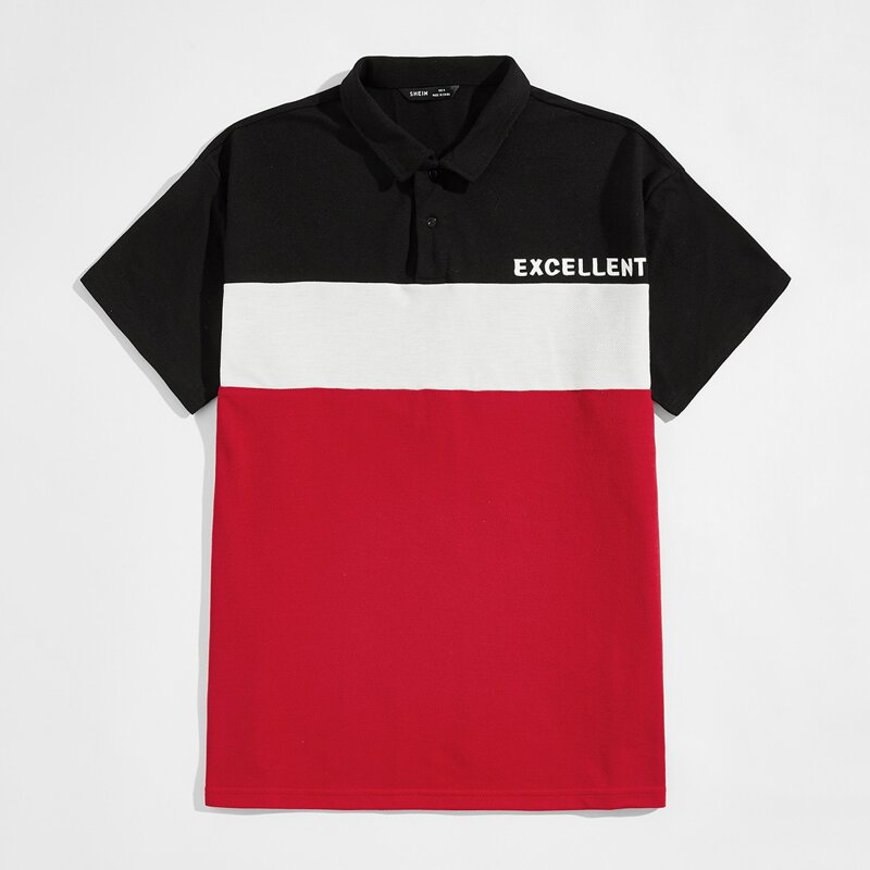 

Guys Letter Graphic Colorblock Polo Shirt, Multicolor
