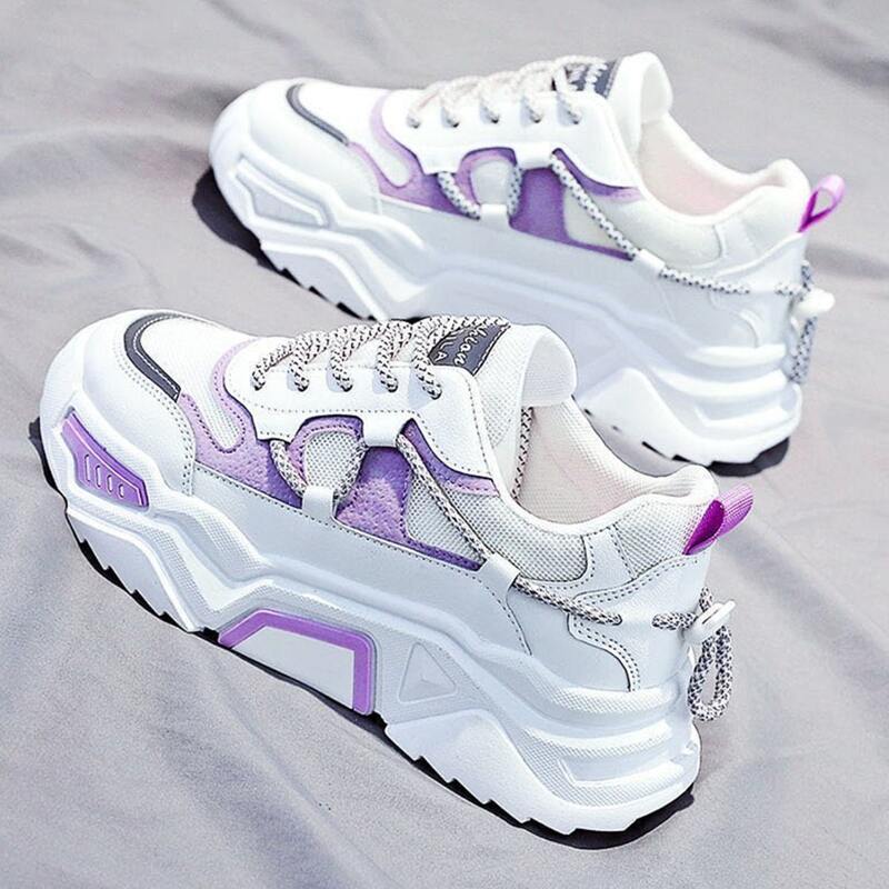 

Drawstring Lace-up Chunky Sneakers, White